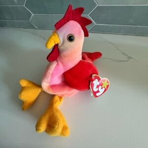 Ty Beanie Babie Green and Yellow 8in smoochy Frog - 4039